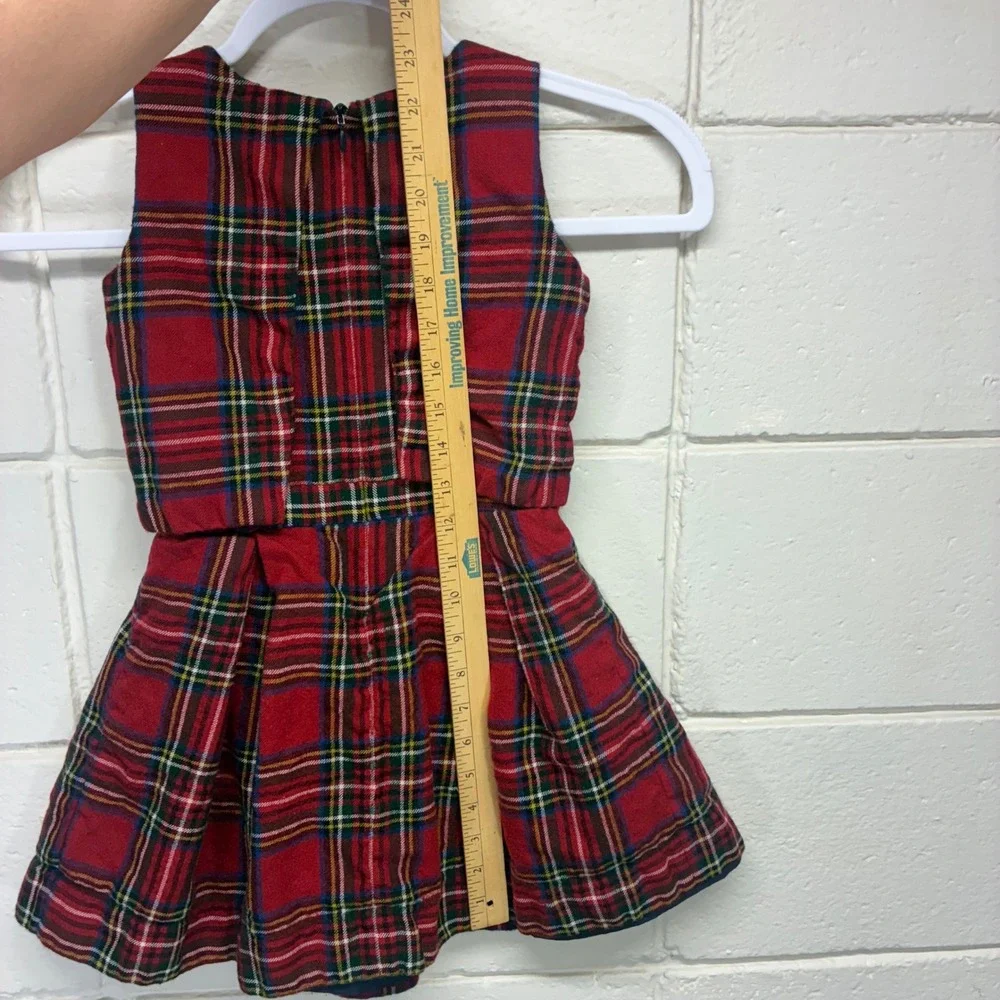 Brooks Brothers Plaid Dress Kids 4 Red Tartan Pleated Sleeveless Holiday Classic
